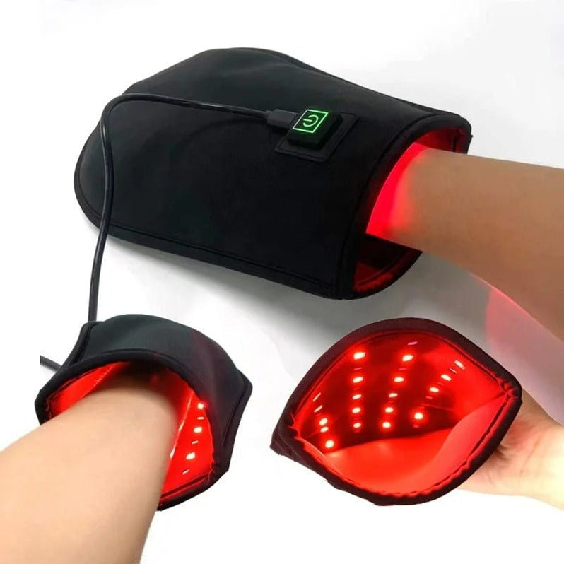 Guante de terapia de luz roja para manos, alivia dolor articular y túnel carpiano.
