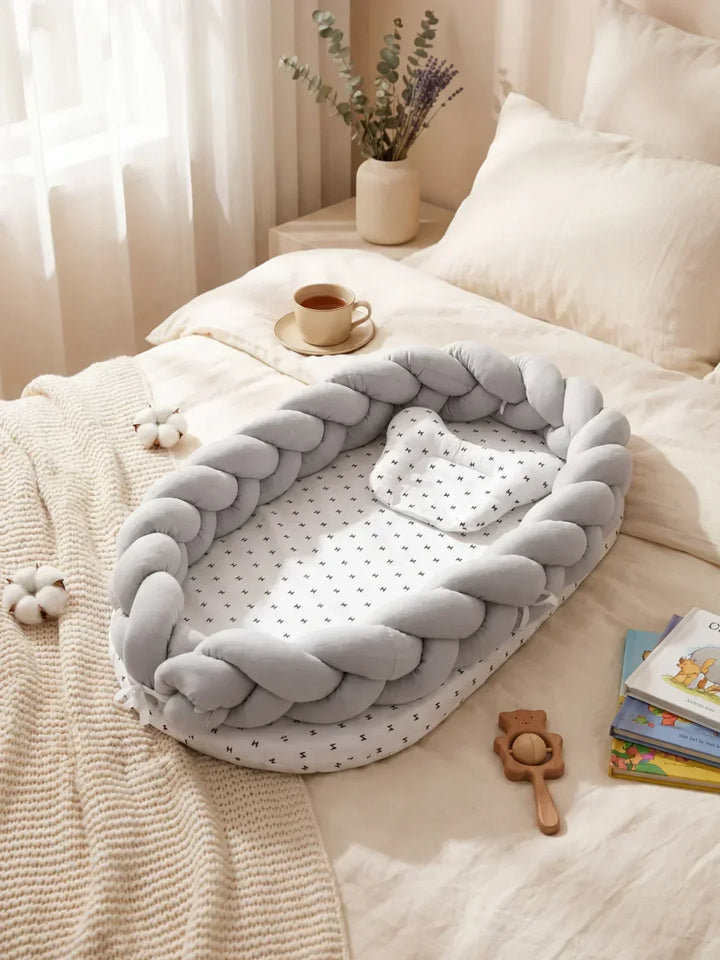 Maternidad: nido de bebé de algodón, ideal para el descanso seguro y protector.