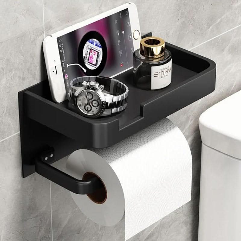 Soporte de papel higiénico de pared en dorado, negro o plata; accesorio de baño moderno.