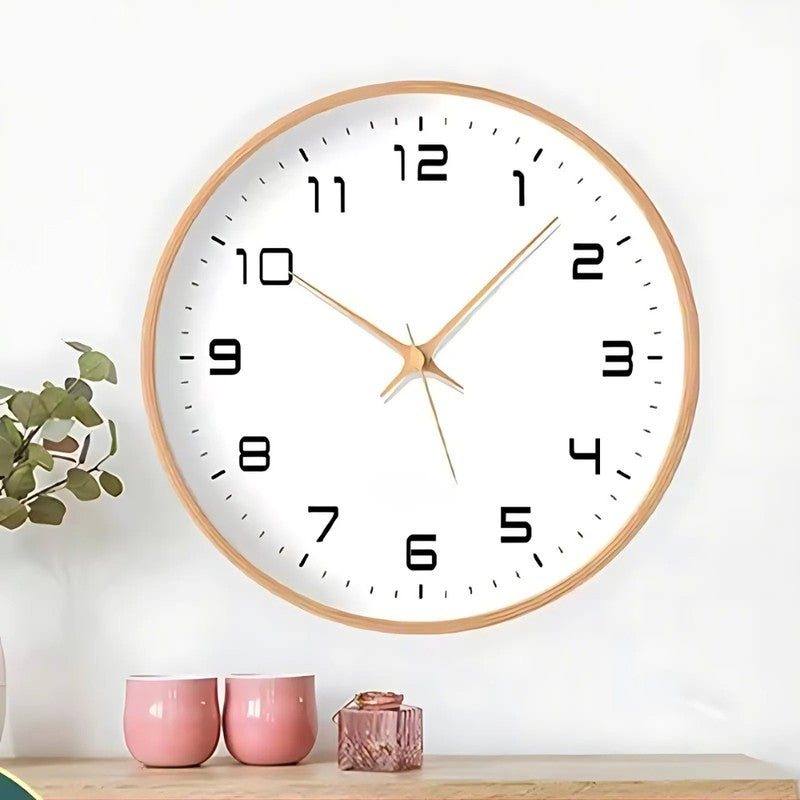 Reloj de pared redondo de madera, diseño minimalista y silencioso. Ideal para decoración moderna del hogar.