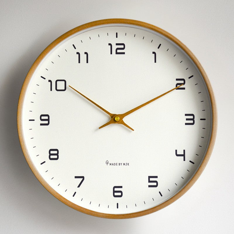 Reloj de pared redondo de madera, estilo nórdico minimalista. Silencioso y elegante para cualquier ambiente del hogar.