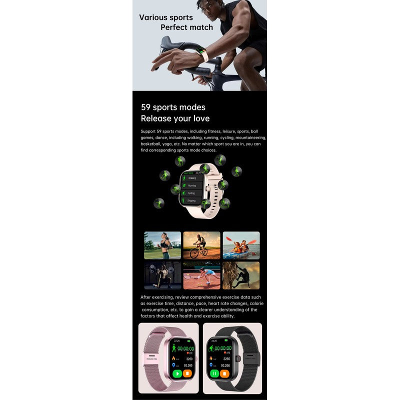 Smartwatch digital unisex de silicona para actividad, salud y notificaciones. Pantalla táctil de fácil uso.