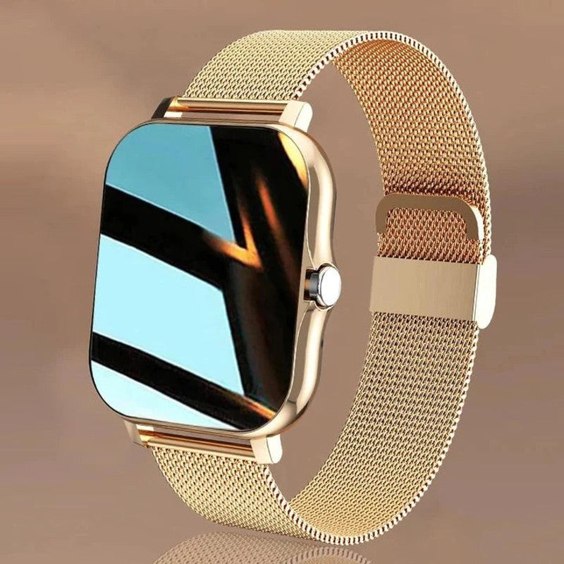 Reloj inteligente para mujer, smartwatch táctil con seguimiento de actividad y notificaciones, estilo elegante.