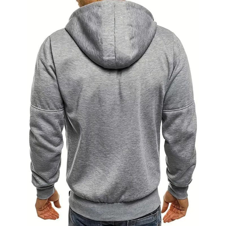 Sudadera cómoda para hombre con capucha, cremallera frontal y bolsillos, ideal para uso urbano.