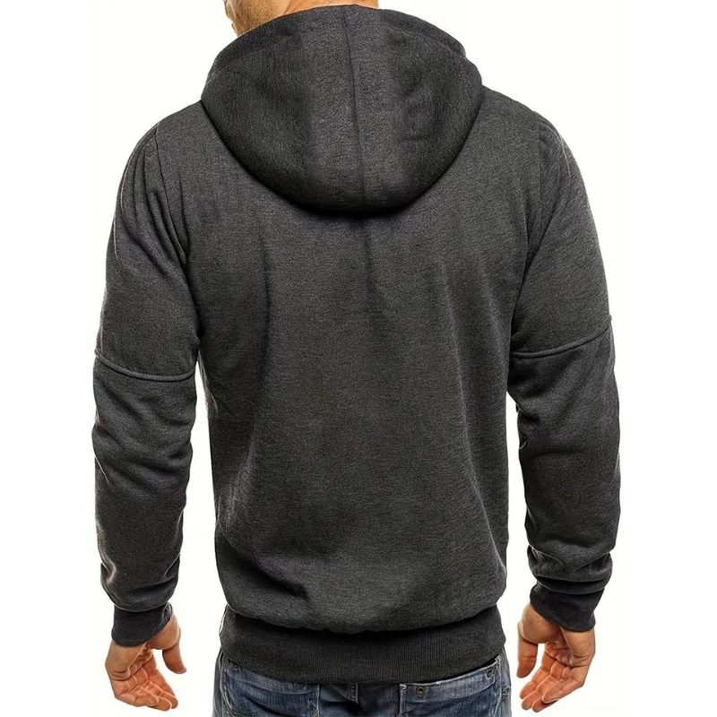 Sudadera deportiva para hombre con capucha, cremallera completa y bolsillos seguros con cremallera.