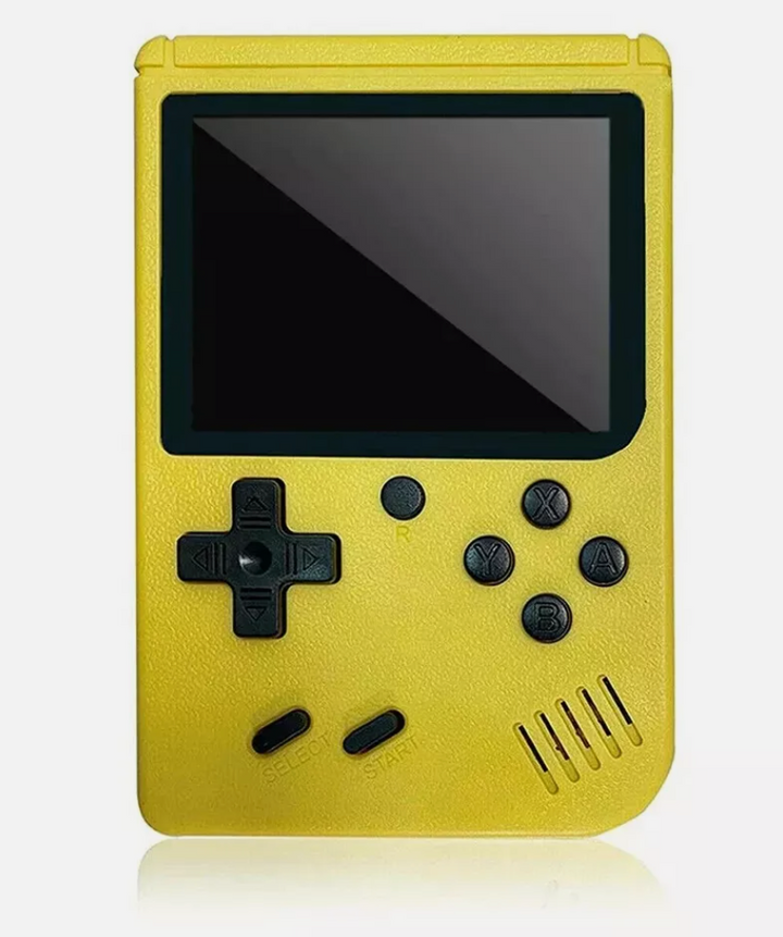 Consola de juegos retro de mano con 400 clásicos, ideal para momentos de ocio.