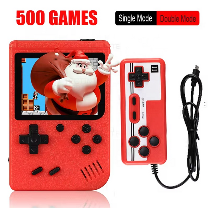 Disfruta 400 videojuegos retro en esta consola portátil, perfecta para viajes y ocio.