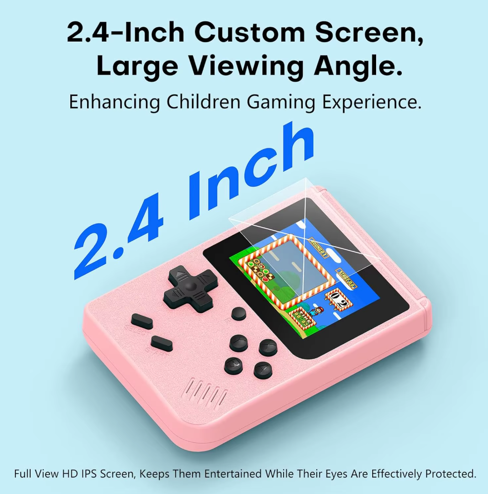 Diviértete con 400 juegos clásicos en esta consola retro portátil, para toda la familia.