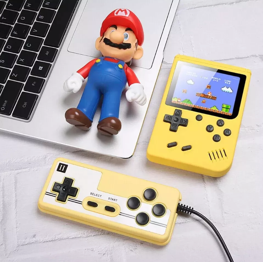 Consola de juegos de mano con 400 clásicos, ideal para gamers y coleccionistas.