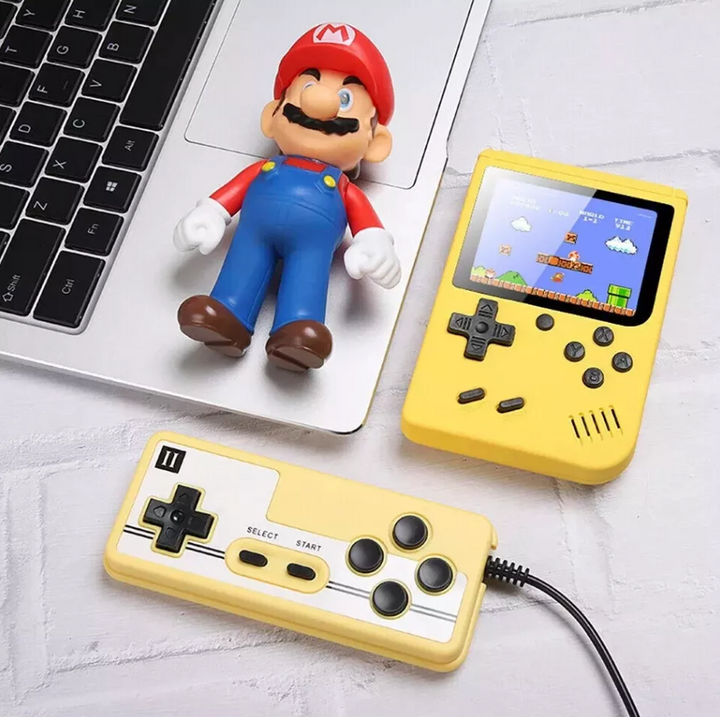 Consola de juegos de mano con 400 clásicos, ideal para gamers y coleccionistas.