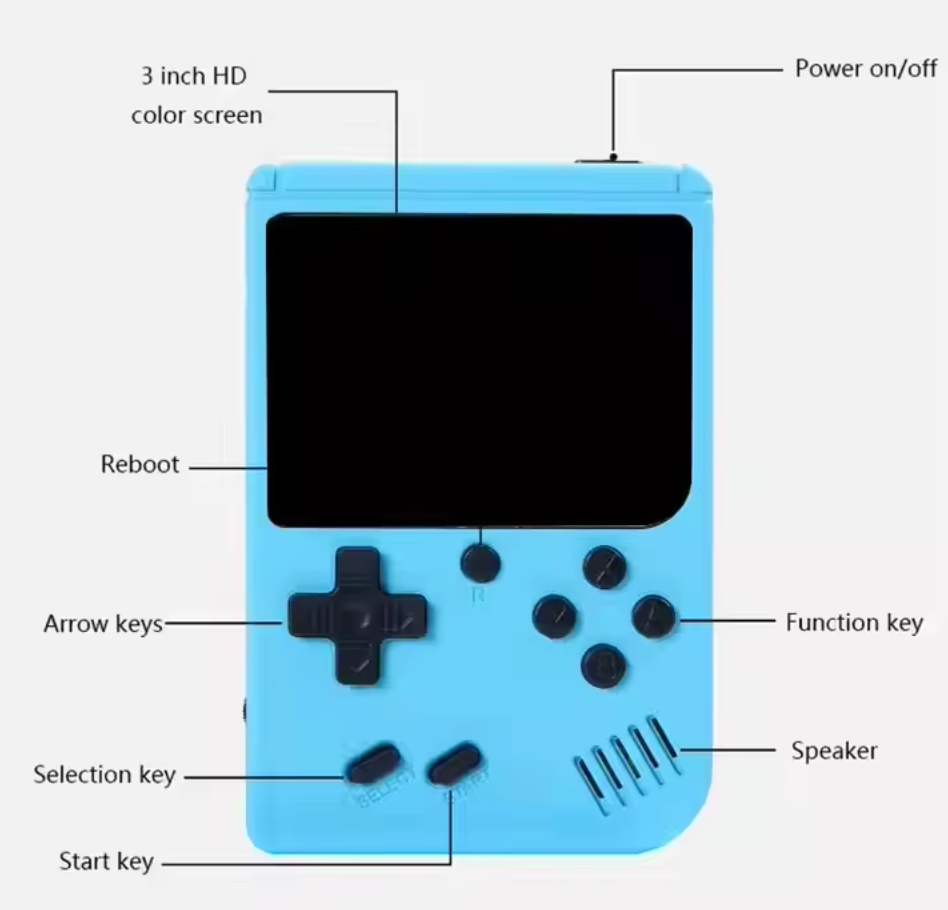Consola de juegos retro unisex, incluye 400 clásicos. Ideal para niños y adultos.