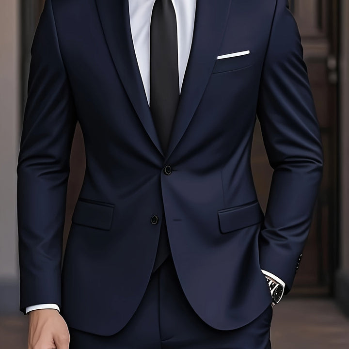 Traje de novio negro, slim fit, ropa formal elegante para momentos especiales y ceremonias.