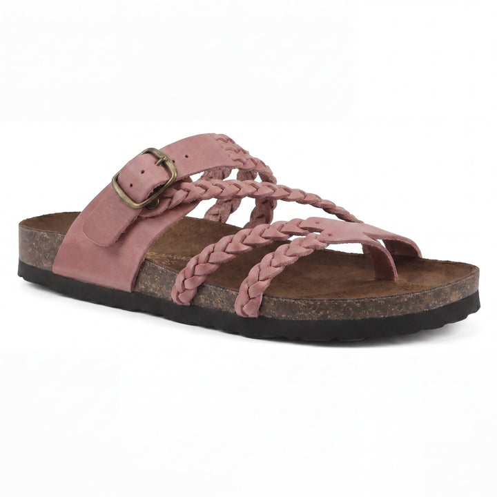 Sandalias trenzadas vibrantes para mujer. Estilo femenino, cómodo y chic. Calzado de verano de moda.