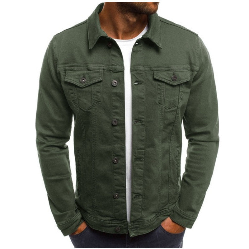 Chaqueta vaquera hombre casual de ajuste relajado, ideal para moda masculina denim de primavera y otoño.