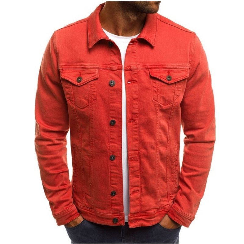 Chaqueta vaquera casual hombre, ropa exterior versátil para primavera y otoño, estilo denim moderno.