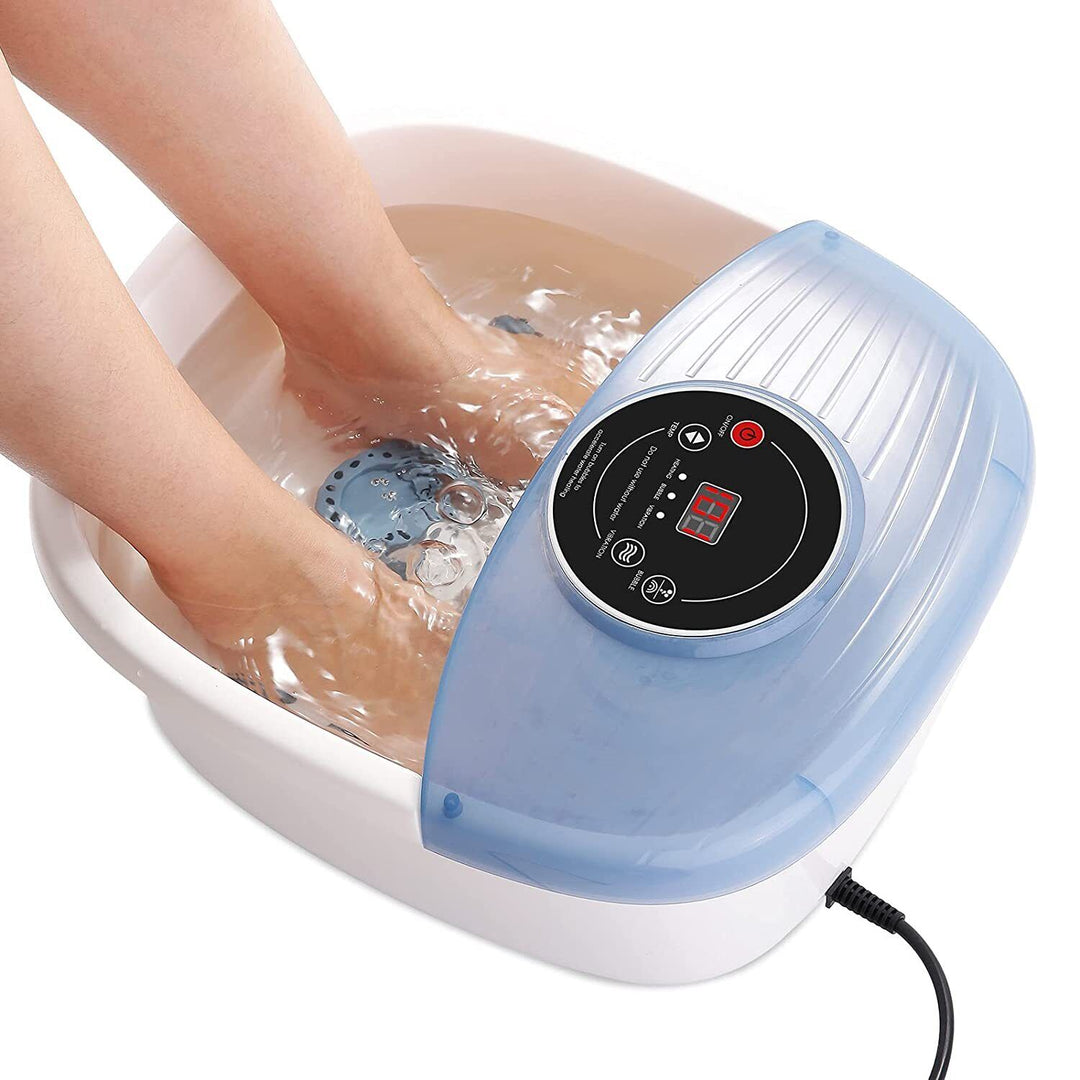 Masajeador de pies de lujo con temperatura controlada, burbujas y vibración para una experiencia de spa total.