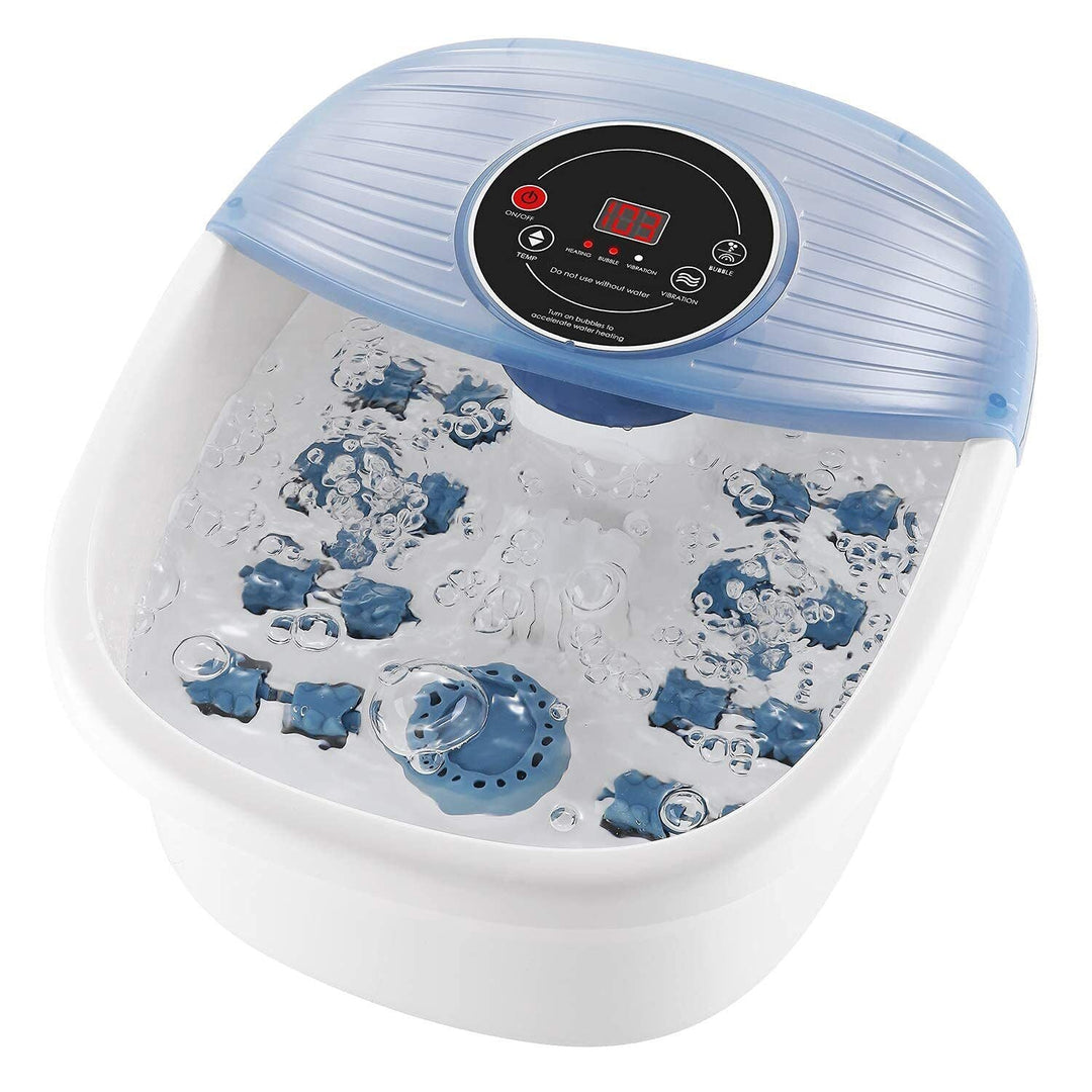 Dispositivo para el cuidado de pies con hidromasaje, calor ajustable y masaje vibratorio. Perfecto para relajación profunda.