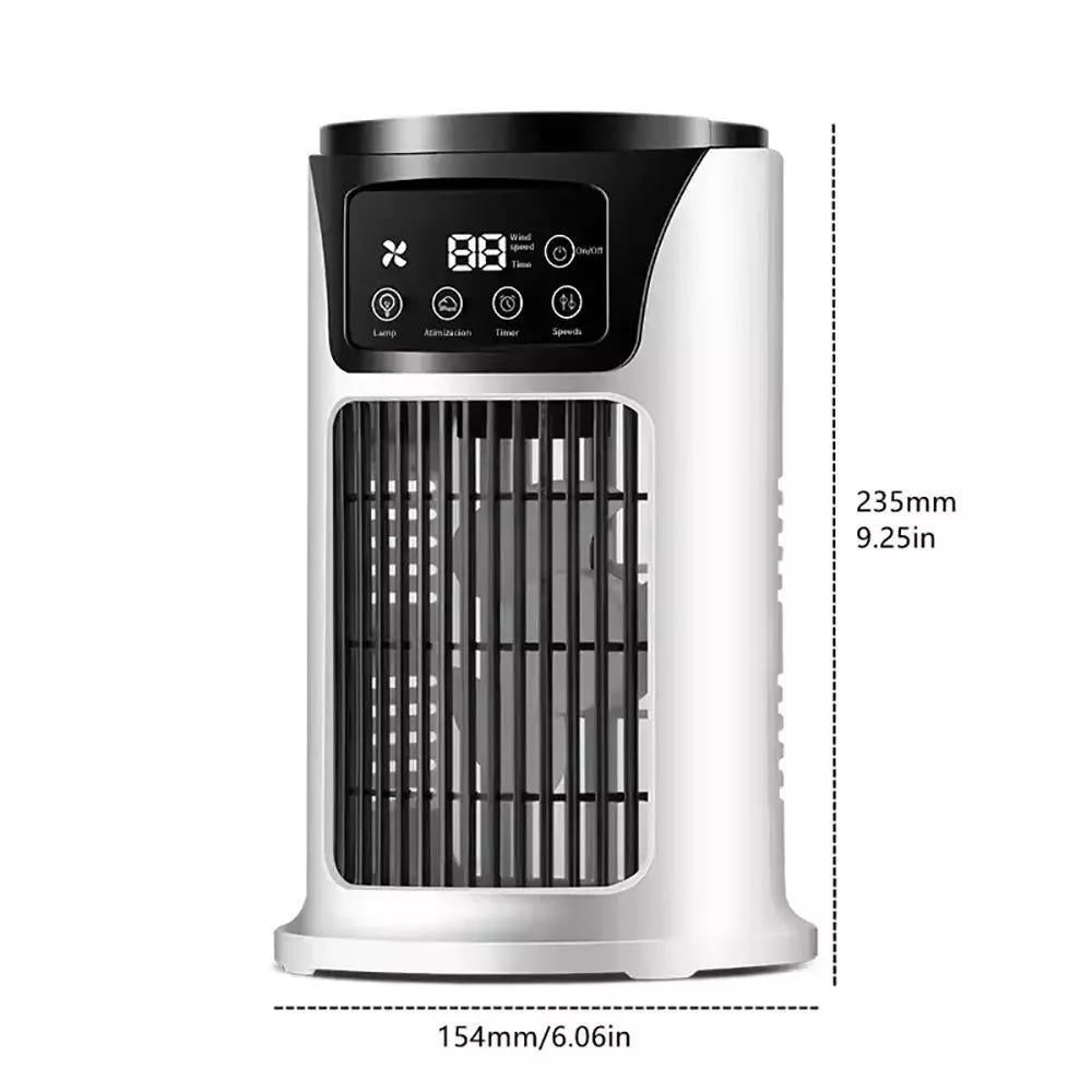 Dispositivo 3 en 1: aire acondicionado, humidificador y purificador, diseño elegante para cualquier hogar.