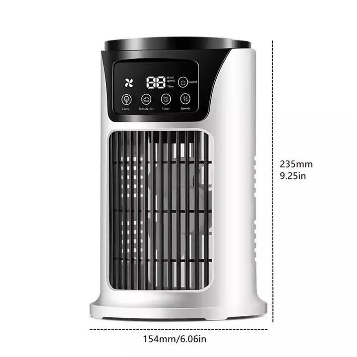 Dispositivo 3 en 1: aire acondicionado, humidificador y purificador, diseño elegante para cualquier hogar.