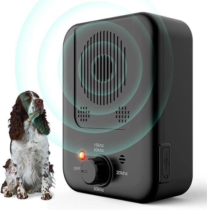 Dispositivo antiladridos ultrasónico para perros, ideal para adiestramiento y control de ladridos en el hogar.
