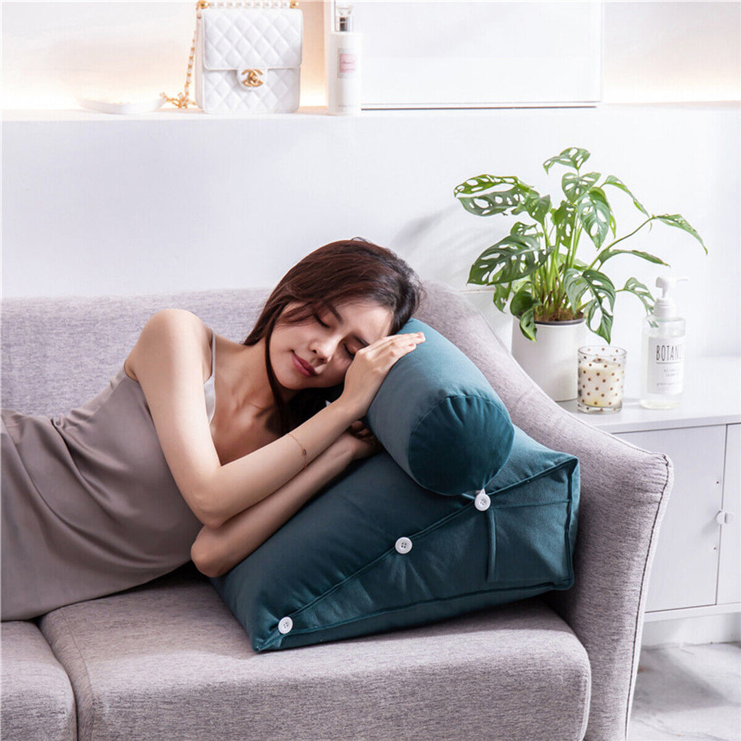 Almohada de cuña para cama, ideal para alineación de columna, confort superior y bienestar en el descanso.