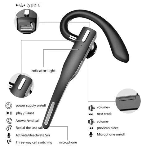 Auriculares inalámbricos con batería de larga duración, Bluetooth 5.1 y cancelación de ruido para viajes.