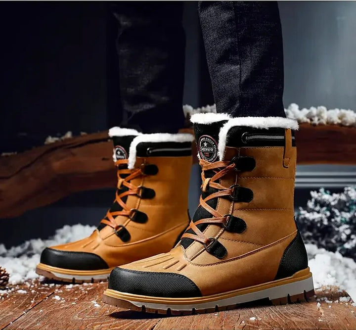 Botas negras de invierno para hombre, calzado resistente con forro cálido y suela antideslizante.