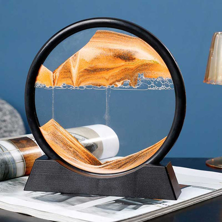 Reloj de arena cinética circular 3D, arte de escritorio para decoración moderna y relajación.