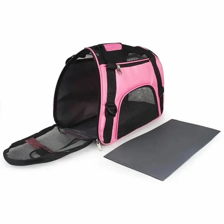 Transportín seguro para gatos con cremalleras y malla resistente. Viajes sin preocupaciones para tu mascota.
