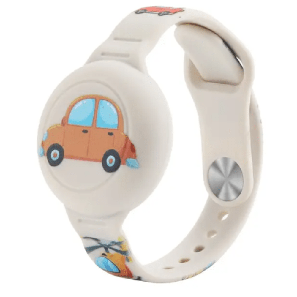Pulsera Airtag de silicona con diseño de dinosaurio, para niños. Rastrea a tus hijos de forma segura y divertida.