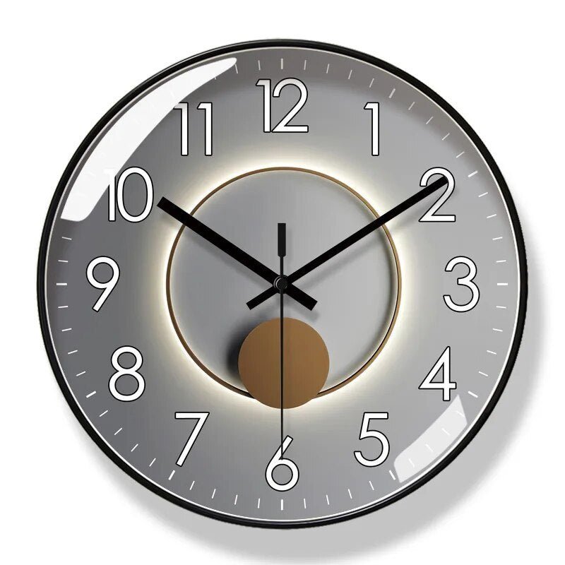Reloj de pared moderno y silencioso, estética nórdica para el hogar, lectura clara.