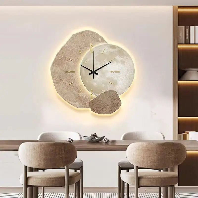 Reloj de pared LED de lujo, estilo escandinavo moderno para decoración del hogar.