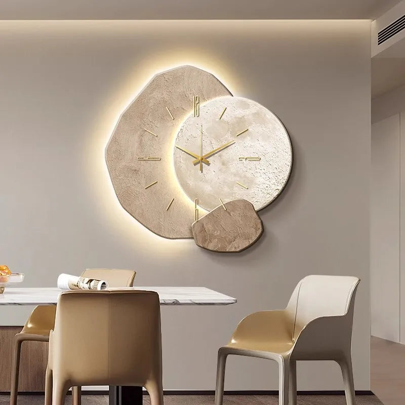 Reloj de pared de diseño escandinavo y lujo, con luz LED para oficina o sala.