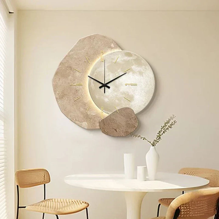 Reloj de pared LED escandinavo que crea un ambiente acogedor y moderno en tu salón o estudio.