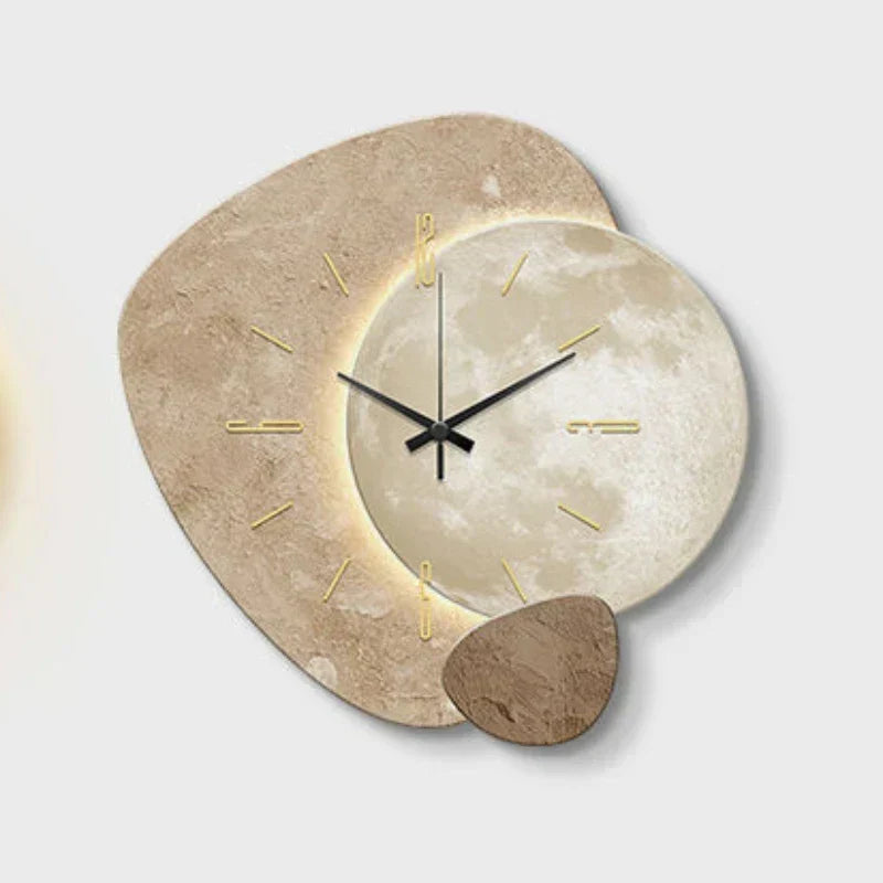 Reloj de pared escandinavo con luz LED brillante, diseño de lujo para un toque moderno en el hogar.