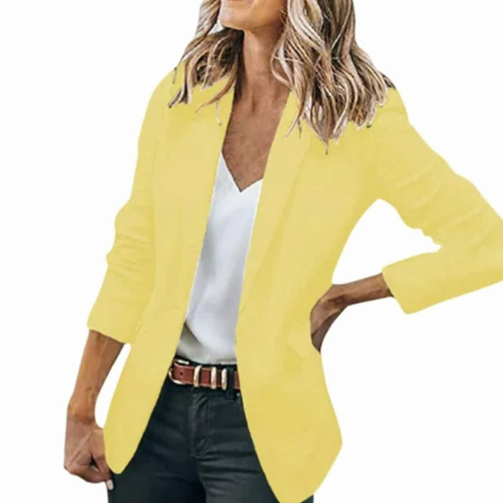 Blazer de mujer elegante casual, manga larga para oficina, moda versátil y profesional.