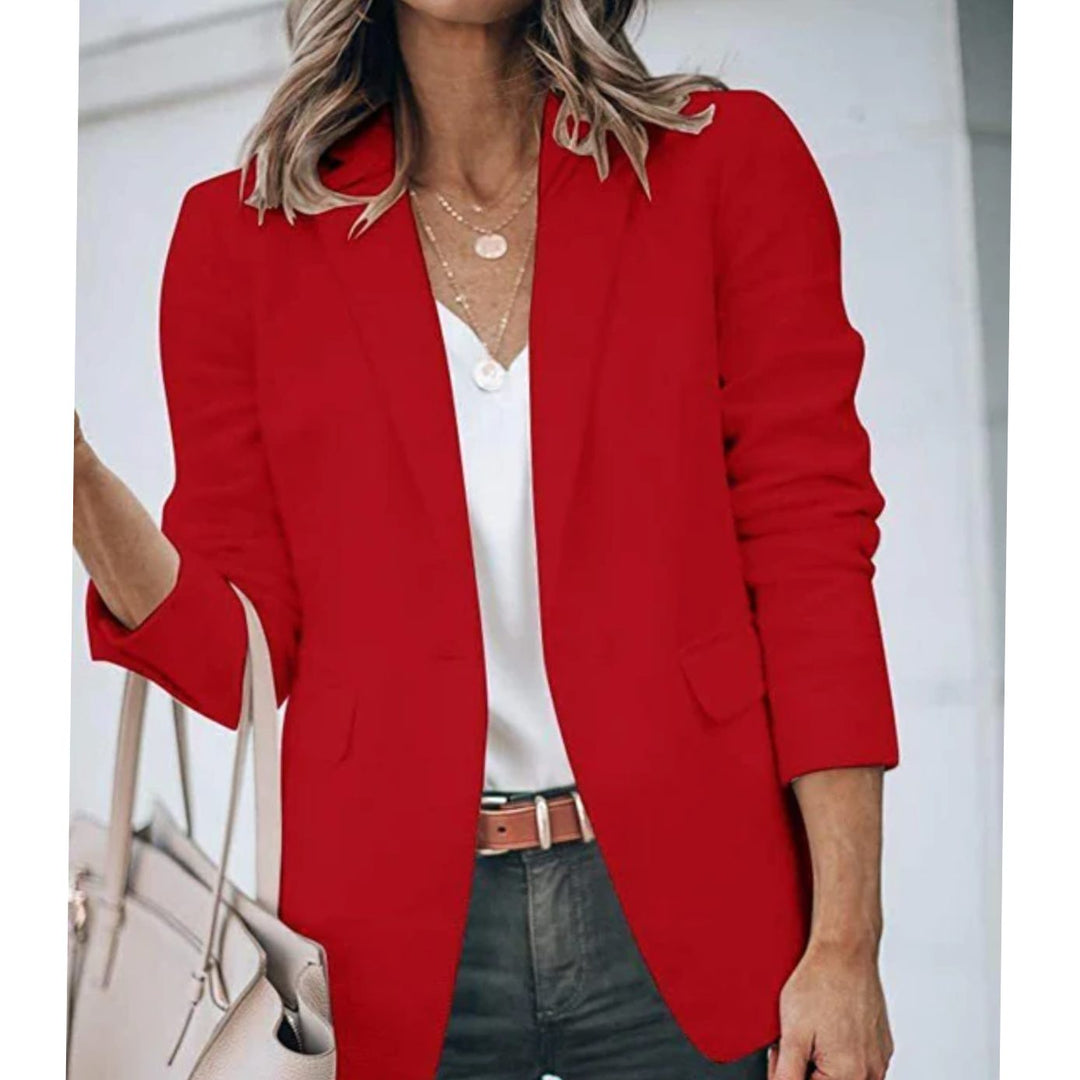 Prenda de vestir: blazer de mujer casual, con manga larga para look de oficina.