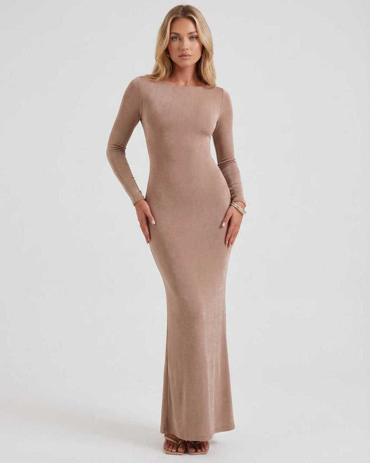 Vestido maxi Selene blanco para mujer, elegante y formal, ideal para fiesta o gala. Ajuste delgado.