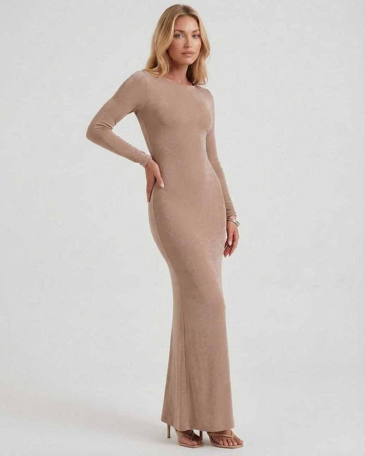 Vestido maxi blanco Selene para mujer, elegante, con espalda descubierta y ajuste delgado, ideal para gala.