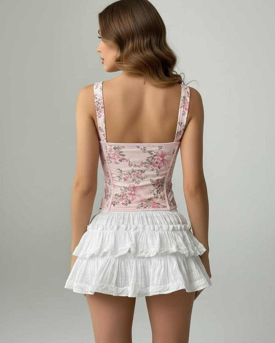 Corpiño corsé floral Seraphina sin mangas, ideal para moda femenina de primavera/verano, ajuste perfecto.
