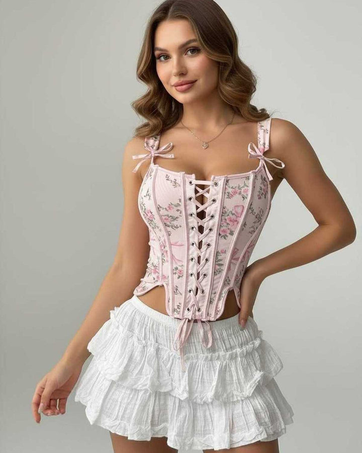 Top corsé Seraphina floral para mujer, elegante y estructurado, perfecto para fiesta o noche.