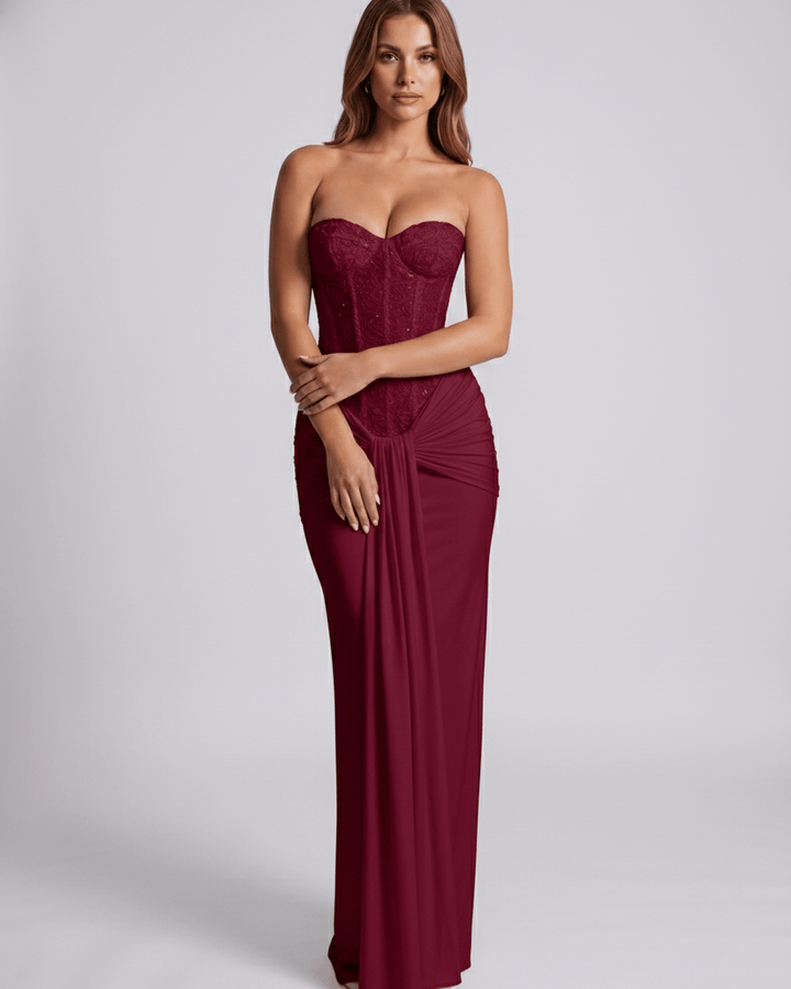 Vestido de noche para mujer, diseño maxi con corsé que realza la figura, para fiesta.