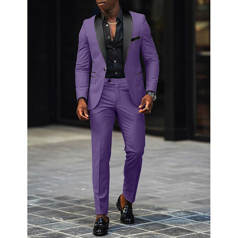 Conjunto elegante de traje de hombre para eventos, corte ajustado y moderno.
