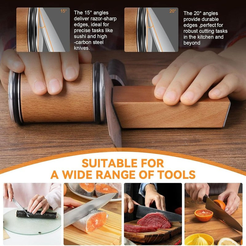 Afilador universal de cuchillos de cocina, exterior y herramientas, con guía magnética y abrasivos de diamante.