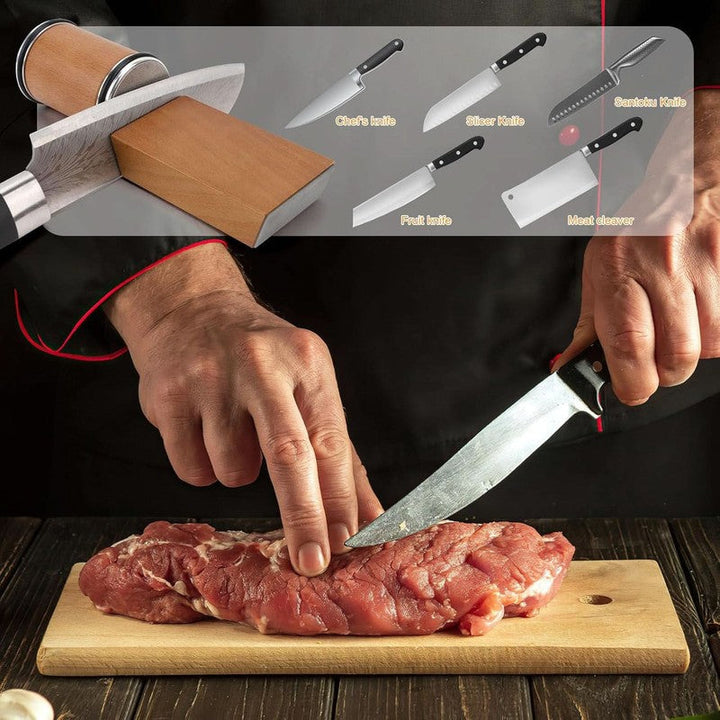 Afilador de cuchillos con guía magnética para un filo preciso y seguro en cocina y exteriores. Portátil.