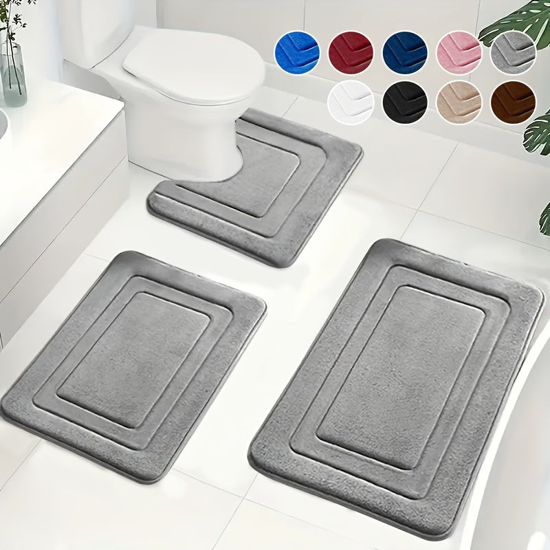 Set de 3 alfombrillas de baño antideslizantes. Confort y seguridad para tu hogar.