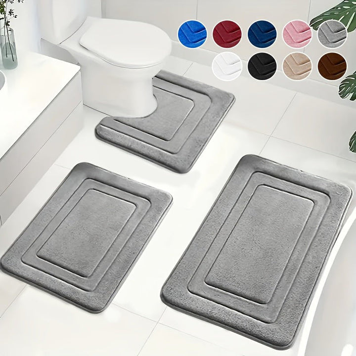 Set de 3 alfombrillas de baño antideslizantes. Confort y seguridad para tu hogar.