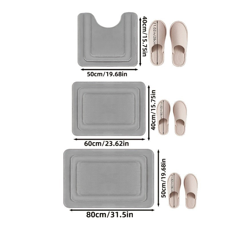 Juego de alfombrillas de baño elegantes. Set de 3 piezas antideslizantes para el hogar.