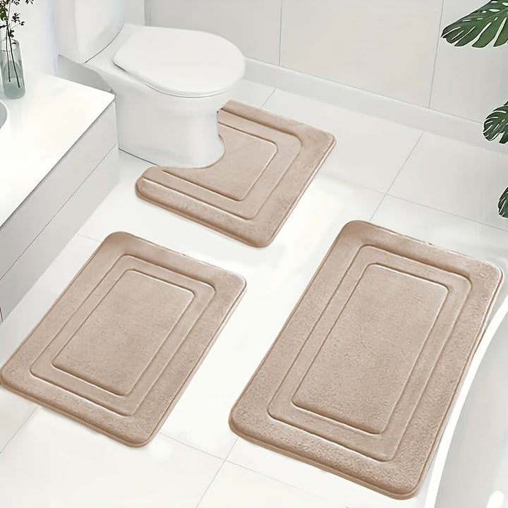 Alfombrillas de baño antideslizantes. Set de 3 piezas para decorar y proteger pisos del hogar.