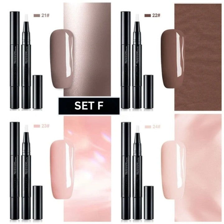 Set de esmaltes de uñas en formato barra. Facilita la precisión para manicuras detalladas.
